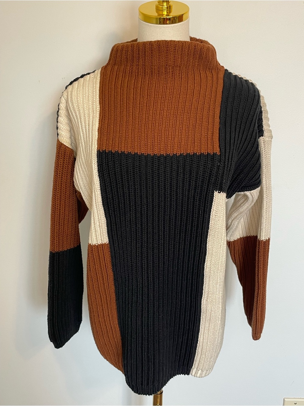 COTTON :: heavyweight mock neck ribbed sweater vintage - Clifford & Wills